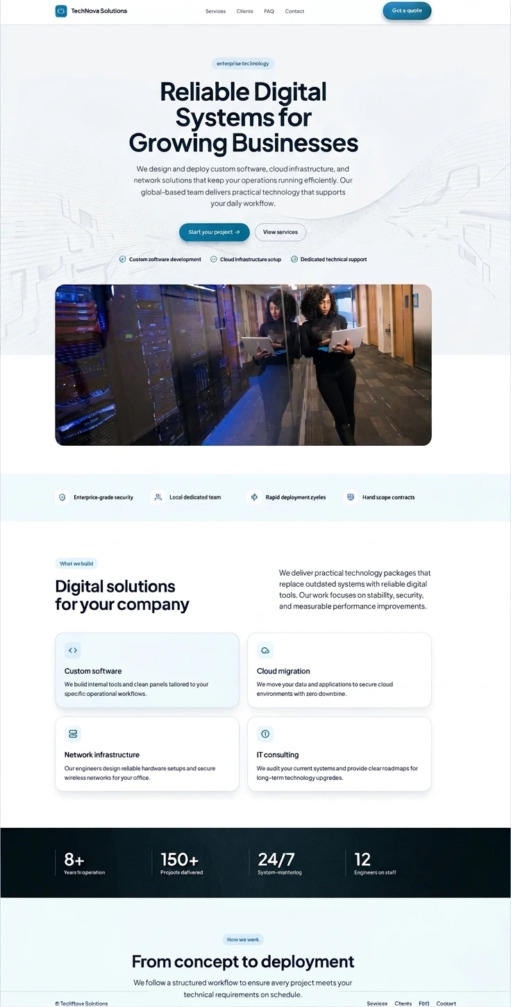 A finished website made by the AI Website Builder, shown in the private preview
